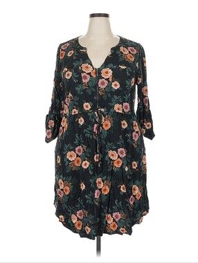 torrid Black Dress with Pink and Peach Floral Print